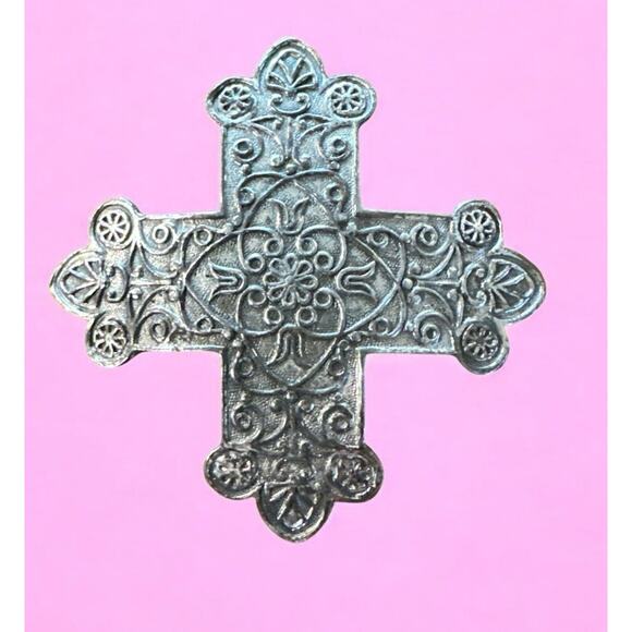 Vintage Accessocraft NYC Maltese Cross Brooch With Pin Pendant Silver Tone - Picture 1 of 4